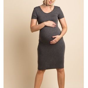 Pink Blush Fitted Midi maternity dress
